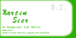 martin sier business card